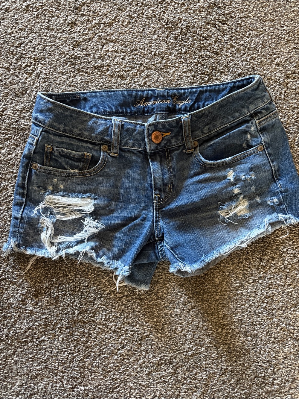 American Eagle Outfitters Ripped Blue Denim Cutoff Shorts